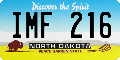 ND license plate IMF216