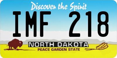 ND license plate IMF218