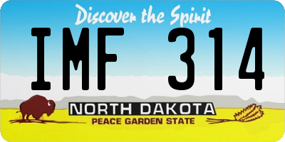 ND license plate IMF314