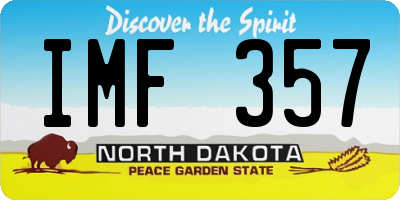 ND license plate IMF357