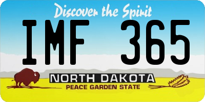 ND license plate IMF365