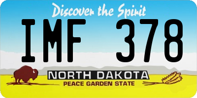 ND license plate IMF378