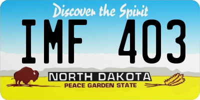 ND license plate IMF403