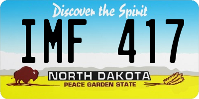 ND license plate IMF417