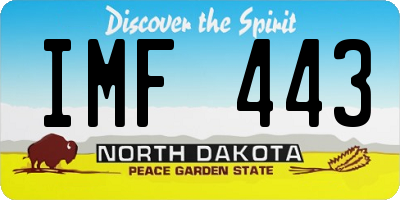 ND license plate IMF443