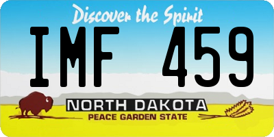 ND license plate IMF459