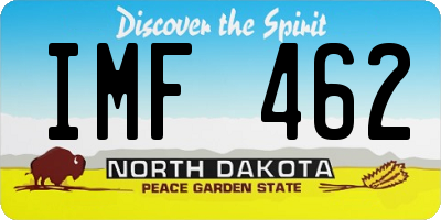 ND license plate IMF462