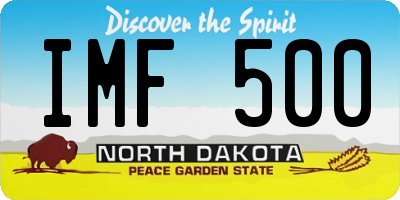 ND license plate IMF500