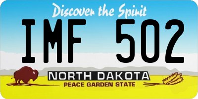 ND license plate IMF502