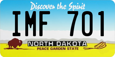 ND license plate IMF701