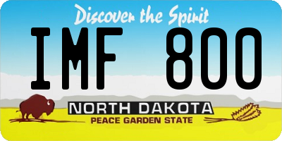 ND license plate IMF800