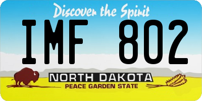 ND license plate IMF802