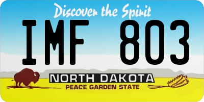 ND license plate IMF803