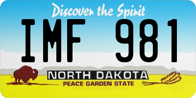 ND license plate IMF981