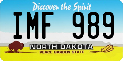 ND license plate IMF989