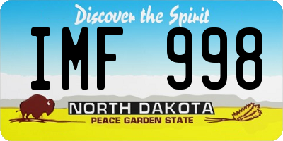 ND license plate IMF998