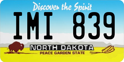 ND license plate IMI839