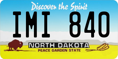 ND license plate IMI840