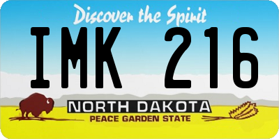 ND license plate IMK216