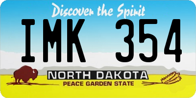 ND license plate IMK354