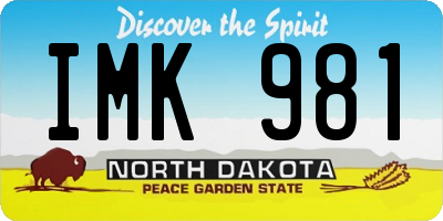ND license plate IMK981