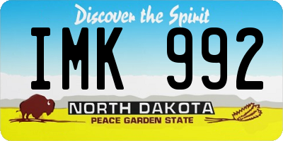 ND license plate IMK992