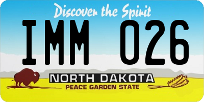 ND license plate IMM026