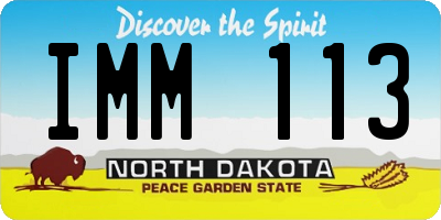 ND license plate IMM113