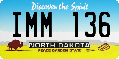 ND license plate IMM136