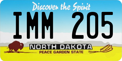 ND license plate IMM205