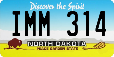 ND license plate IMM314