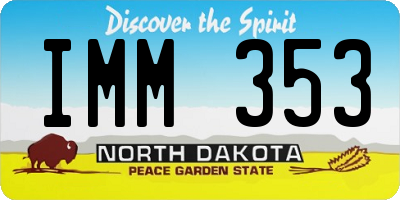 ND license plate IMM353
