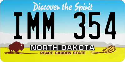 ND license plate IMM354