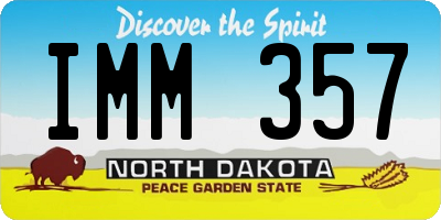 ND license plate IMM357