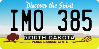 ND license plate IMO385