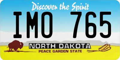 ND license plate IMO765