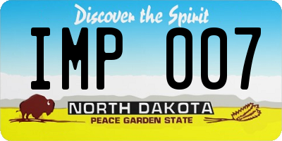 ND license plate IMP007