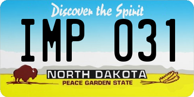 ND license plate IMP031