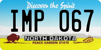 ND license plate IMP067