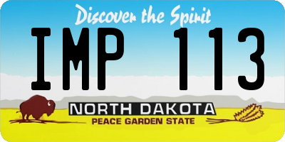 ND license plate IMP113