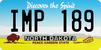 ND license plate IMP189