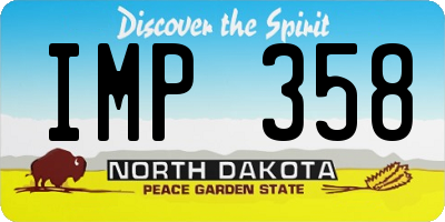 ND license plate IMP358
