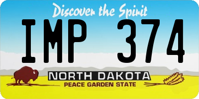 ND license plate IMP374