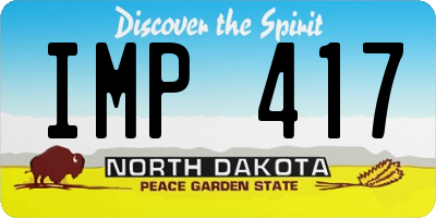 ND license plate IMP417