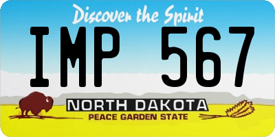 ND license plate IMP567