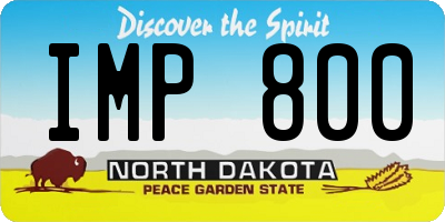 ND license plate IMP800