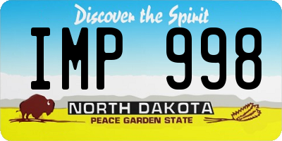ND license plate IMP998