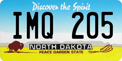 ND license plate IMQ205
