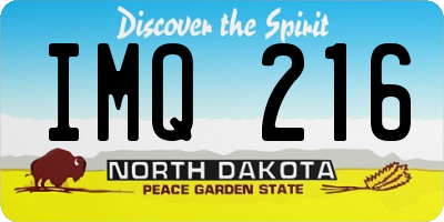 ND license plate IMQ216