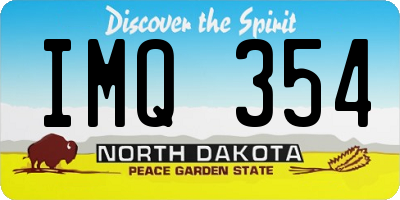 ND license plate IMQ354